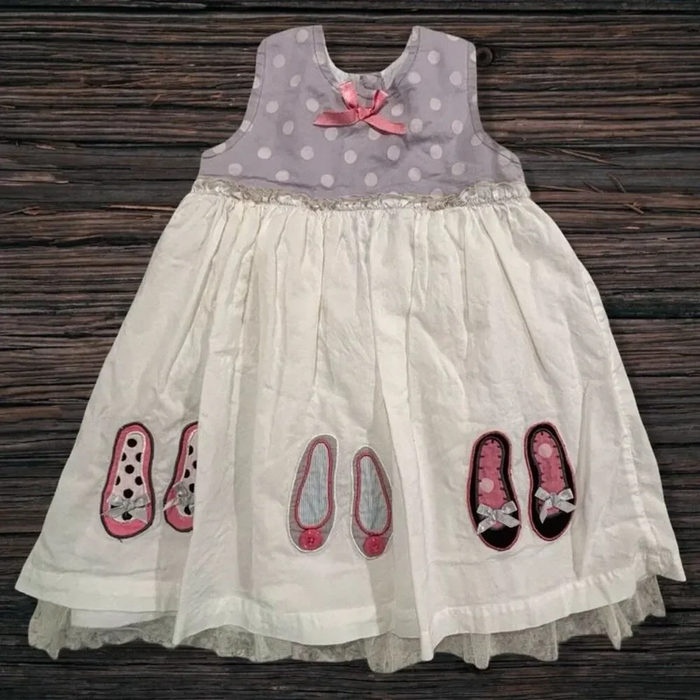 Maggie Peggy Baby Girls 12M Ballet Flats Applique Tulle Dress Polka Dot